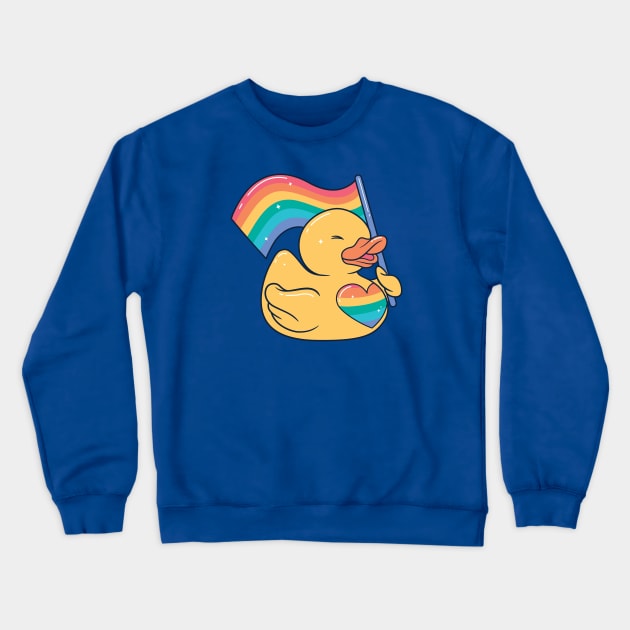 Cute LGBT Rainbow Rubber Ducky Crewneck Sweatshirt by SLAG_Creative